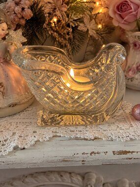 St. George Crystal 24% Lead Crystal Christmas Sleigh Candle Holder Original Box